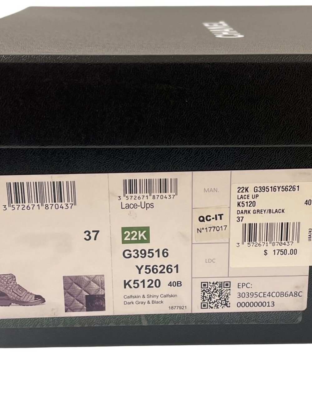 B-8. Chanel Quilted Combat Boot IT 37 US 6.5 Gray Black - Picture 15 of 16
